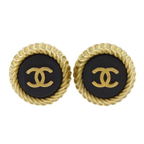 CHANEL Jewelry - CHANEL Vintage Black Logo Earrings